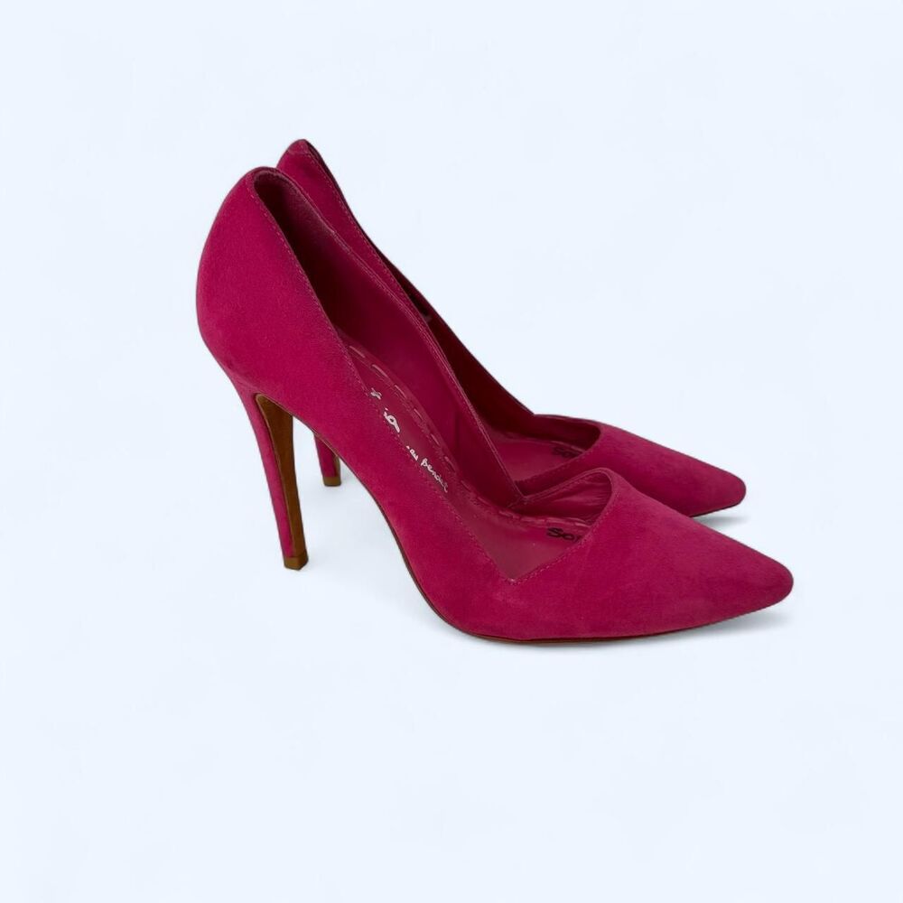 Hot Pink Real Suede Pointed Toe D Orsay Stiletto Heels Classic Pumps